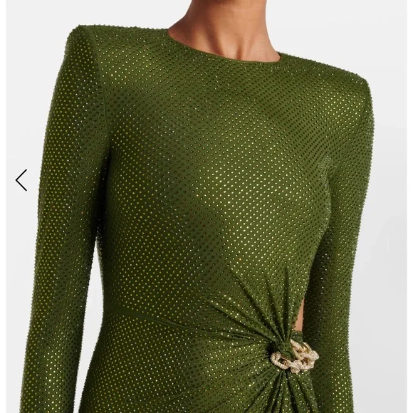self portrait olive green dress Olive Rhinestone Mini Dress – self-portrait